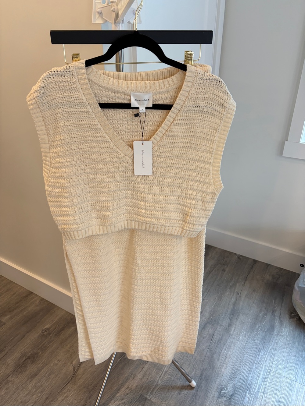 Line & Dot Cream Textured Skirt and Crop Top Outfit Set
